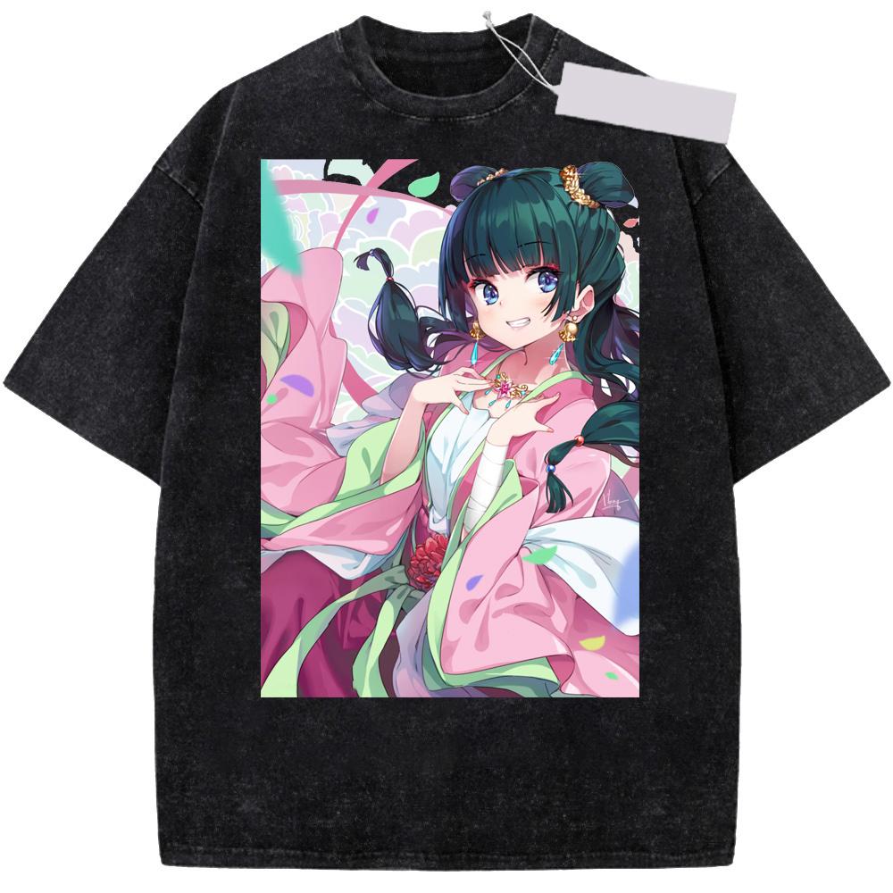 Anime The Apothecary Diaries Maomao Cute Tee Men Women Washed Cotton T-shirts Manga Vintage T Shirt Harajuku Casual Tshirt