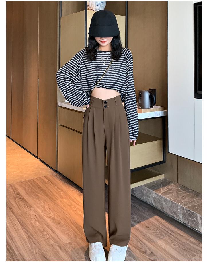 Women's 2025 Spring/Summer High-Waisted White Drape Slimming Wide-Leg Floor-Length Pants