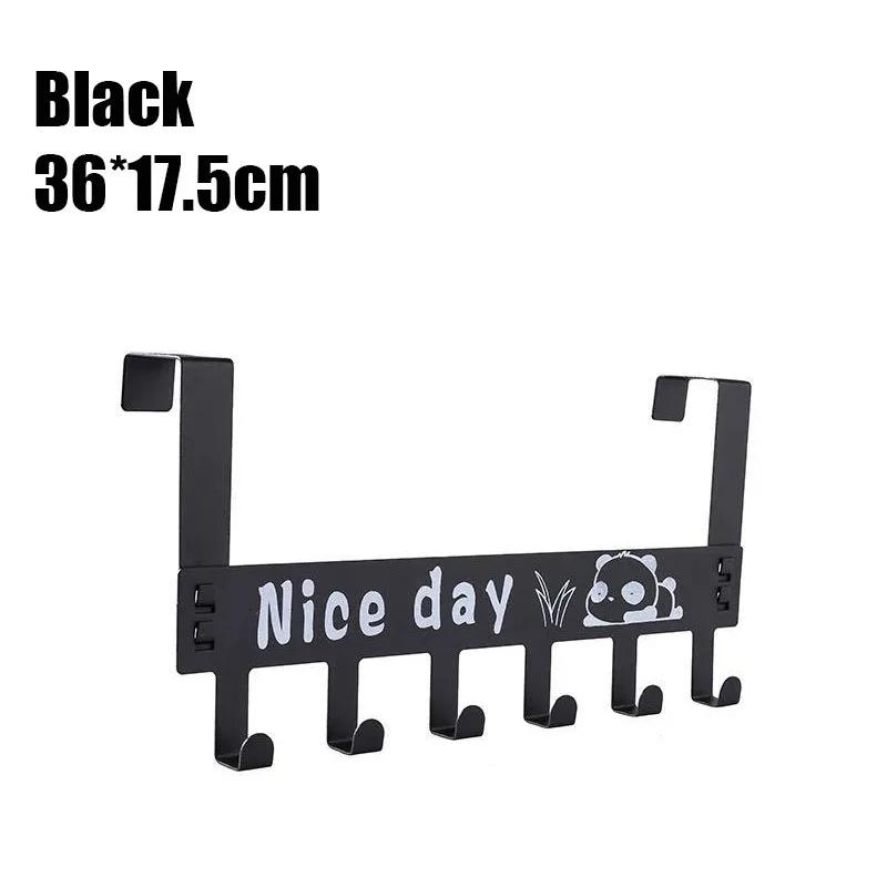 

6-секционная вешалка для одежды на заднюю дверь, настенные крючки в виде медведя и кошки, современный простой стиль, непатентованная настенная наклейка M чёрный
