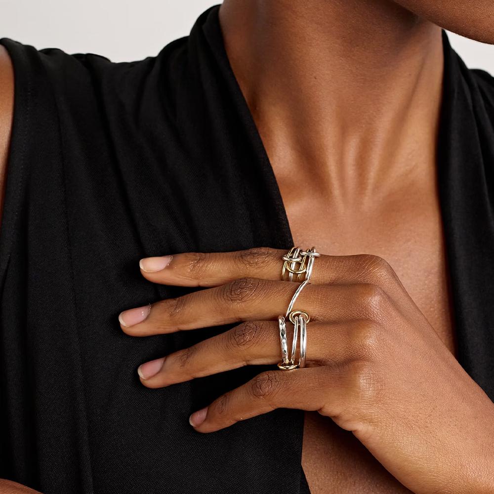 Stainless Steel Multilayer Stackable Finger Ring Minimalist Waterproof 18K Gold Plated Connecting Ring Trendy Women Jewelry Gift