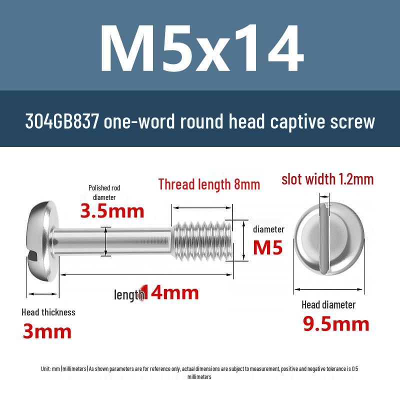 Yigu 304 Stainless Steel Pan Head Captive Screw M3/M4/M5/M6