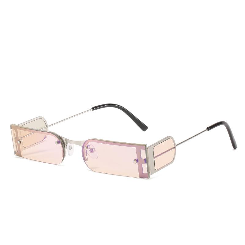 

Маленькие квадратные солнцезащитные очки, модные цельные солнцезащитные очки в металлической полуоправе для женщин, забавные уличные очки с индивидуальностью Spot