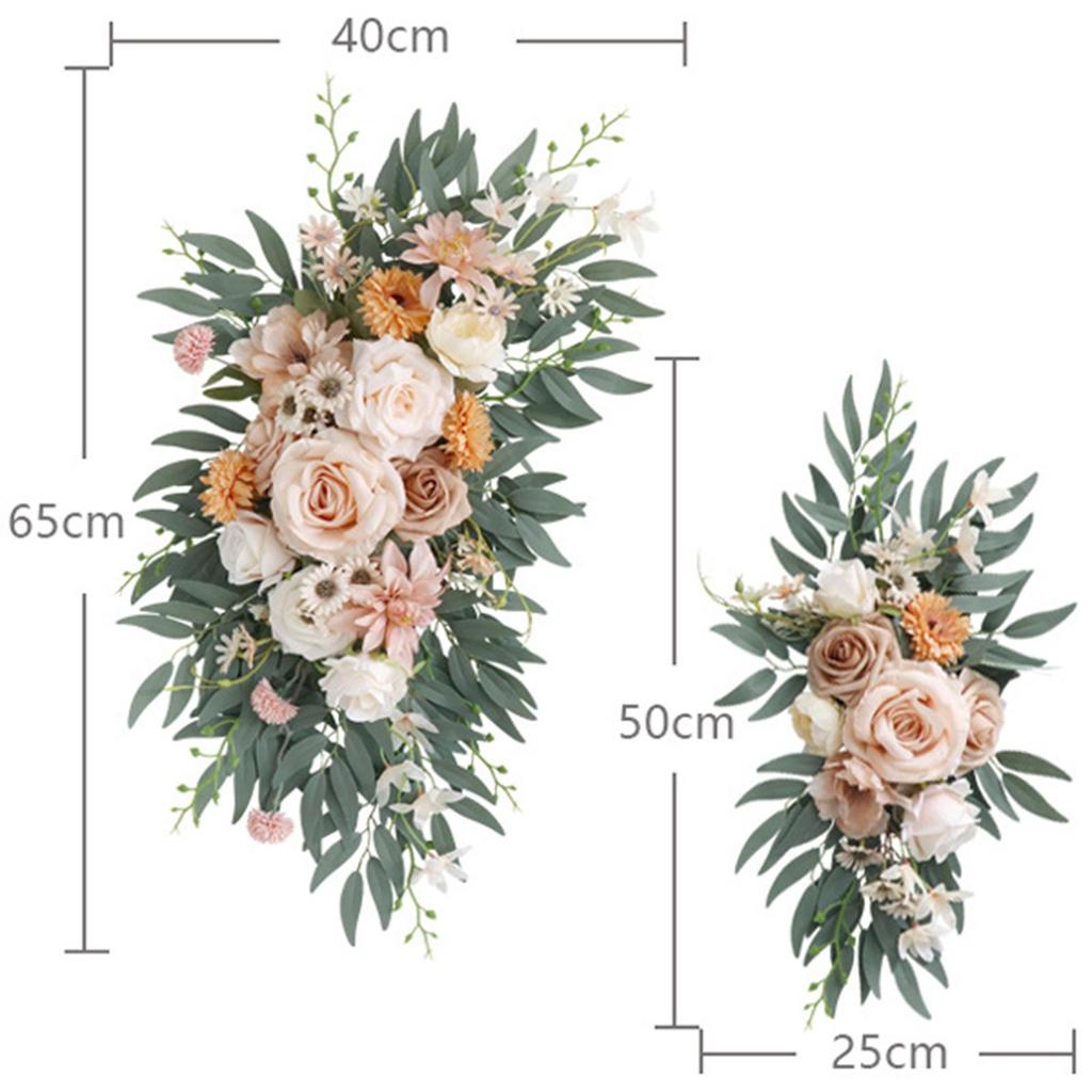 2Pcs Artificial Rose Flower Swag Rustic Wedding Arch Flower Wedding Arch Rose Wreath for Drapes Holiday Window Reception