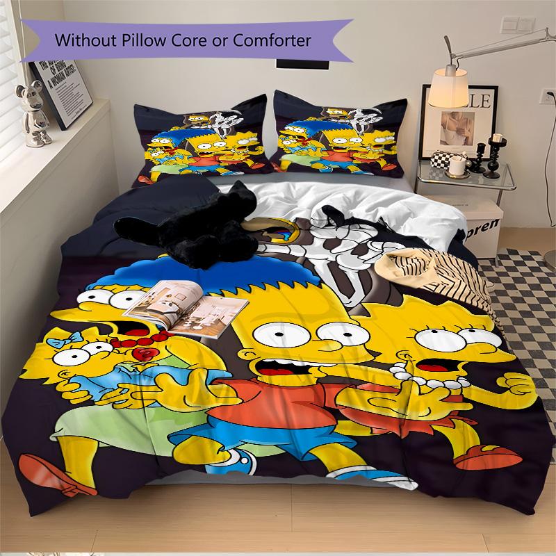 Simpsons Family Adventure Print 3Pcs Bedding Setduvet Cover With 2 Bedropillowcase Home Birthday Gift