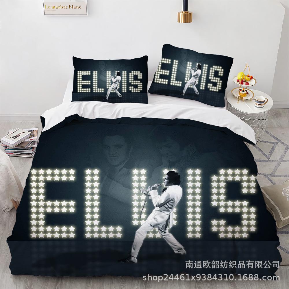 Größe 3D Digitaldruck Elvis Presley Heimtextil Quilt-Set Dreiteilig