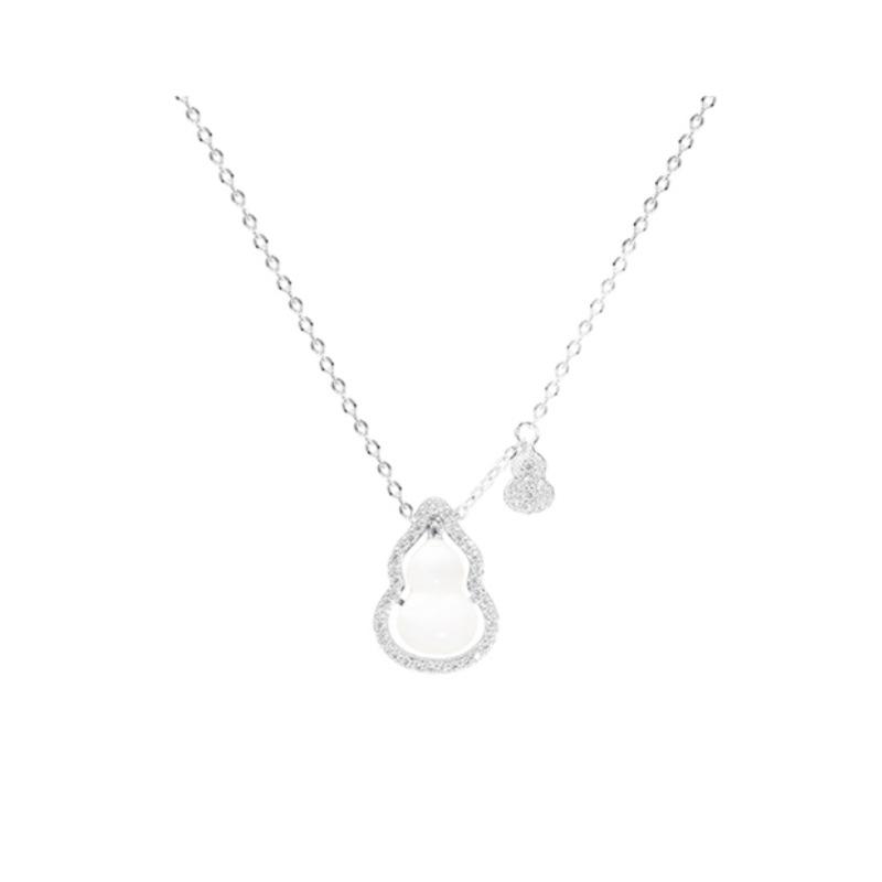 S925 Sterling Silver Gourd Agate Necklace Chinese Style Simple Elegant Women s Jewelry 925 золотой