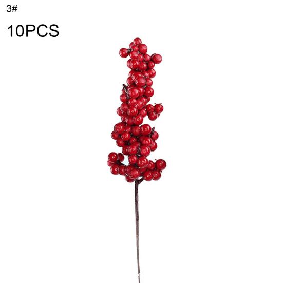 10Pcs Mini Round Artificial Red Berries Xmas Flower New Year Home Ornaments