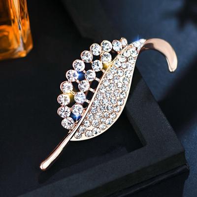 Día Brillo Strass Ramillete Femenino Hoja Broche Ins Marea Personalidad Pin Versátil Anti-Fuera De Luz Accesorios