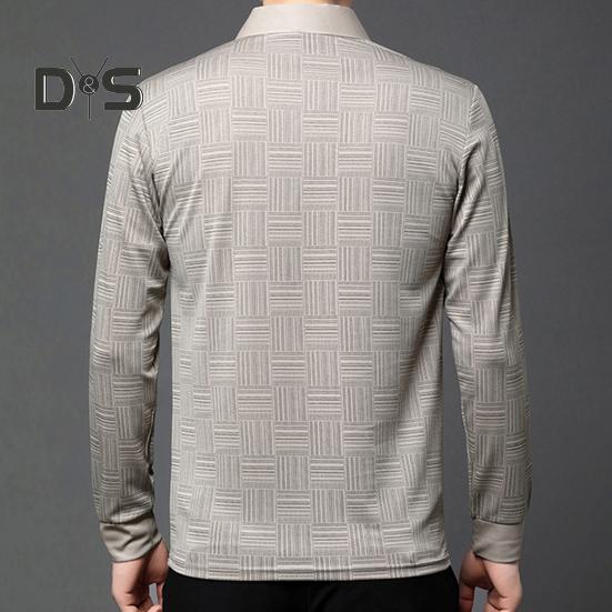 Men's Plaid Casual Shirt Long Sleeve Breathable Lapel Business Shirt Regular Fit Top with Button Collar for Work Travel Daily Wear