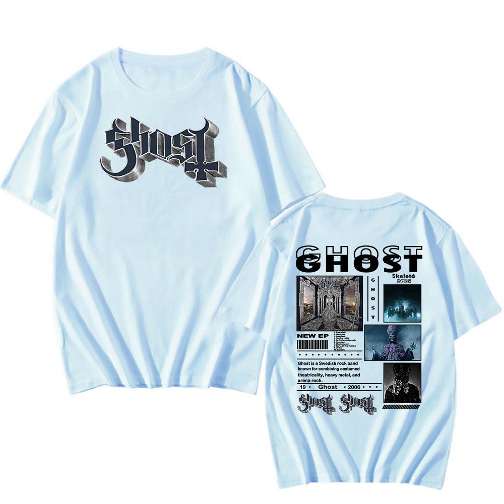 Skeletá Album 2025 New T-shirt Ghost Band Satanized Printing Tshirt Heavy Mental Fashion Summer T Shirt Grunge Hip Hop Tees Male