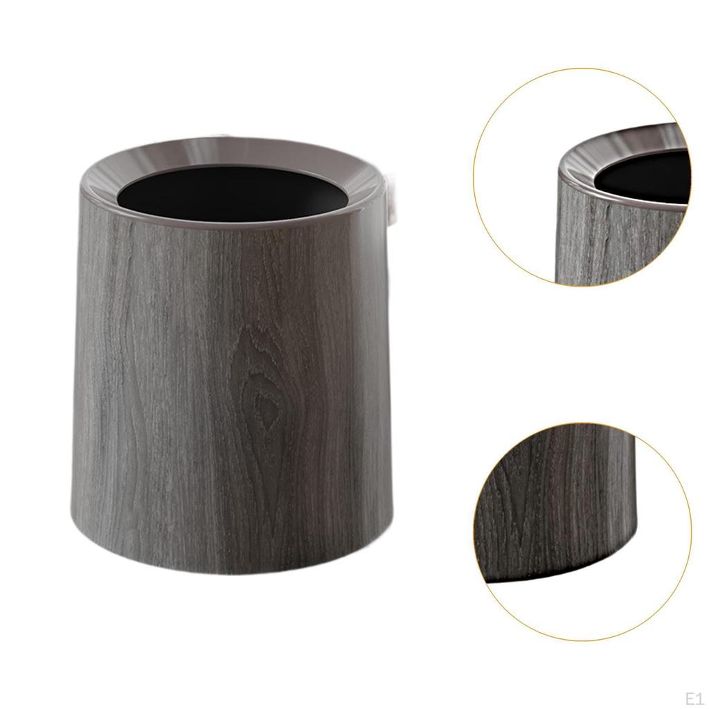 Trash Can with Wood Grain, Waste Basket, Room Aesthetically Stylish, Garbage Container Without Lid,
