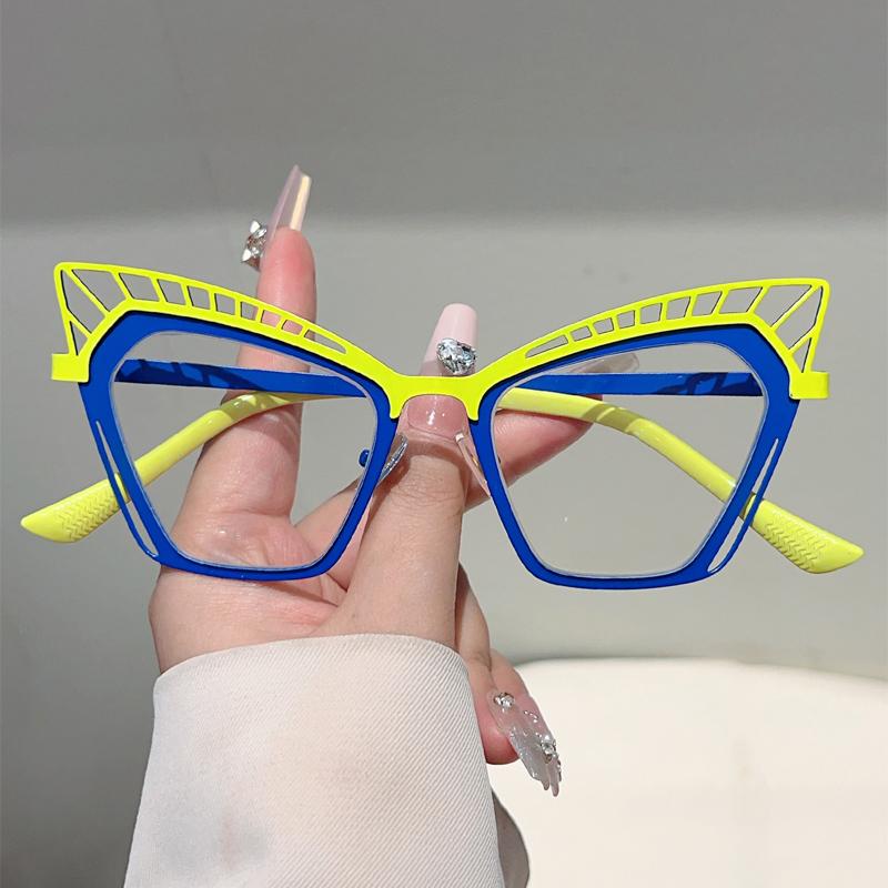 Katzenaugenbrille Damen Mode Hohlrandbrille Trendige Vintage Schmetterling Blaulichtfilter Optische Fassungen
