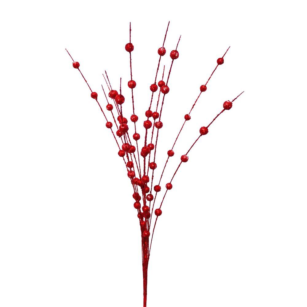 Glitter Foam Powder Berries Artificial Flower Christmas Decoration Artificial Glitter Berry Stem