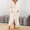 Women's Long Warm Nightgown Home Wear Solid Color Thick Bathrobe Close Fitting Pajamas