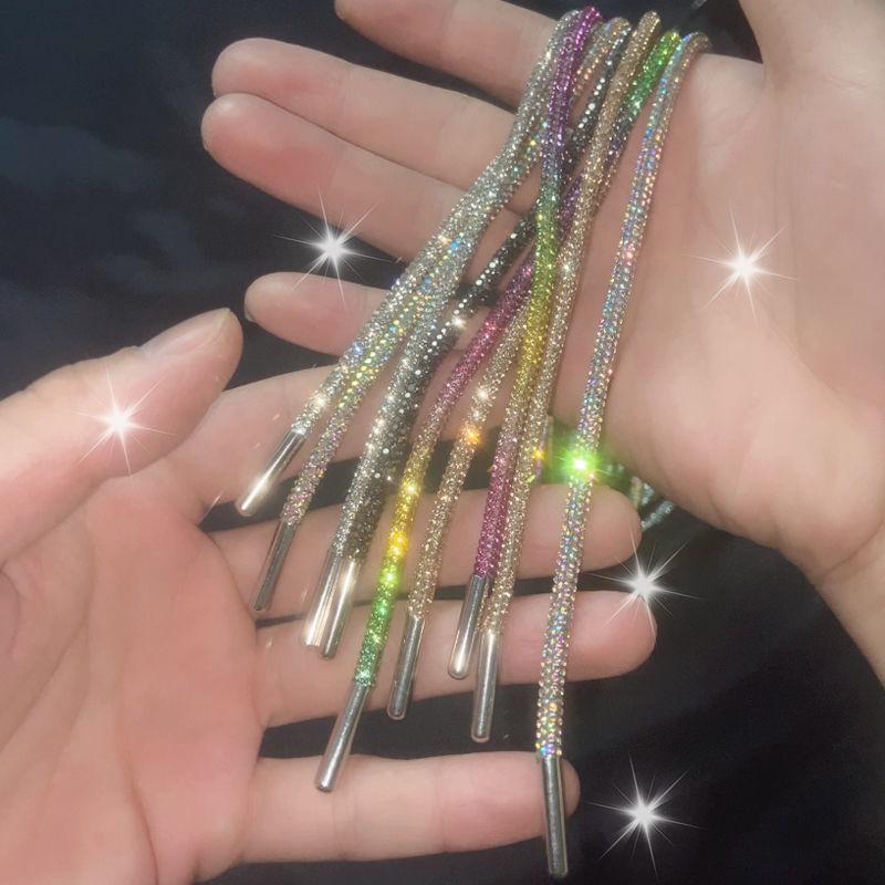 New Fashion Rainbow Diamond Shoelaces for Sneakers Round  DIY Luxury Rhinestone Shoelace Sb Dunk Low Shoe laces Strings