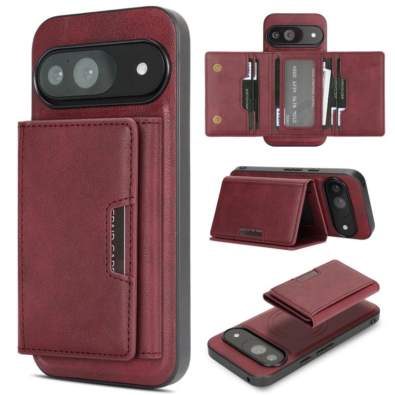MagSafe Wireless Charging Magnetic Wallet Card Phone Case for Google Pixel 10 Pro XL 9 9A 8 8A Leather 2-in-1 Flip Stand Cover