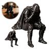 Handmade Style Ornament 3D Printed Medieval Knight Statue, Meditating Figurine with Armor Cloak, Desktop Art Sculpture Vintage Gothic for Bookshelf