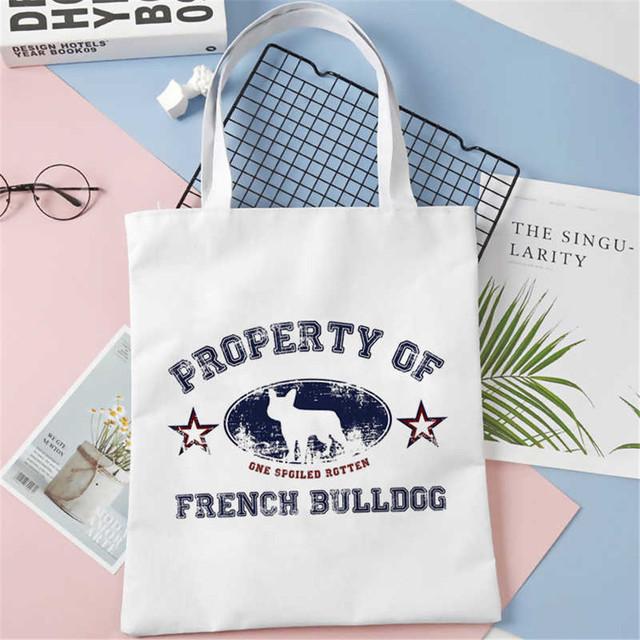 Bulldog francez Frenchies Geantă de cumpărături imprimată pentru femei Geantă de plajă de călătorie Geantă de reciclare Geantă de cumpărături pentru femei Geantă de umăr ecologică pentru femei