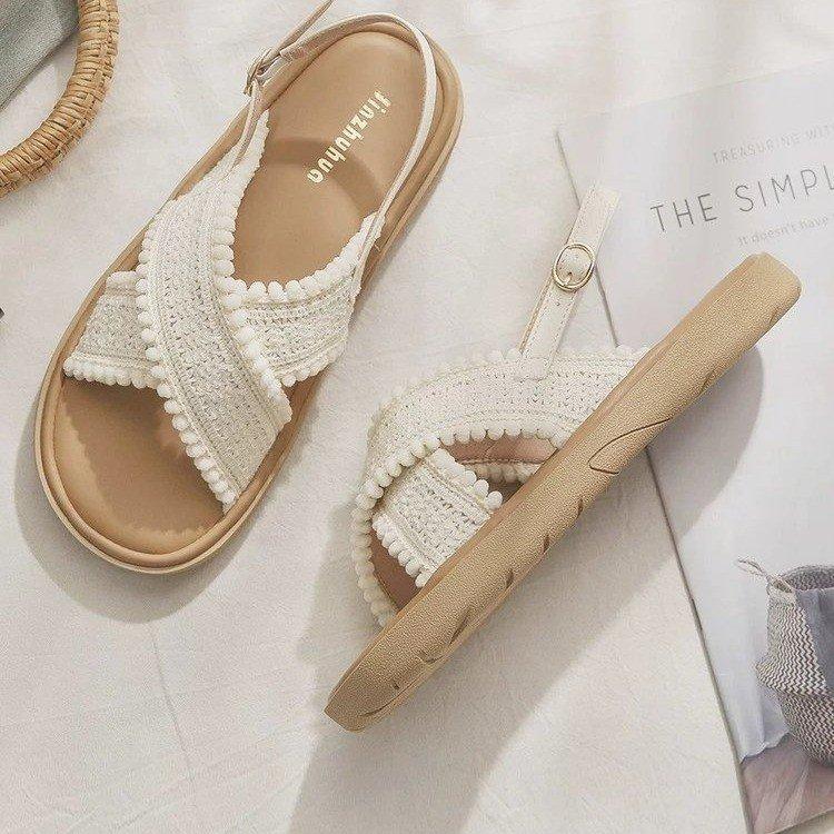 Dwie wersje~ Letnie klapki w stylu świątecznym, z otwartym noskiem i plecionką, chłodzące i wygodne, uniwersalne, codzienne buty letnie