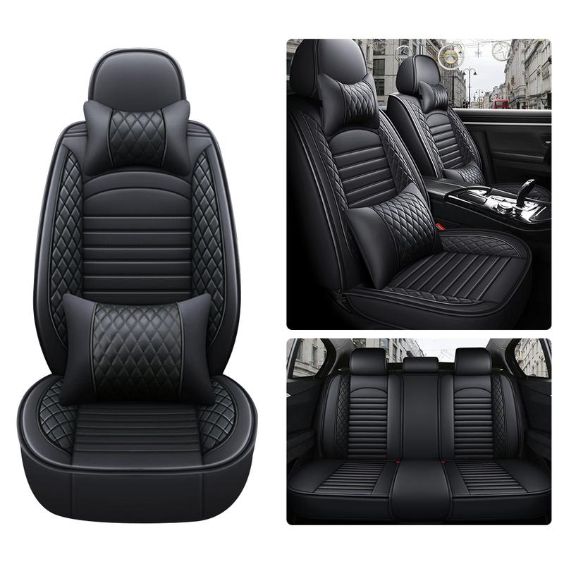 5-Seats PU Leather Universal Car Seat Covers Full Set Front Rear Seat Cushion Anti-scratch Protection For Sedan SUV Seat