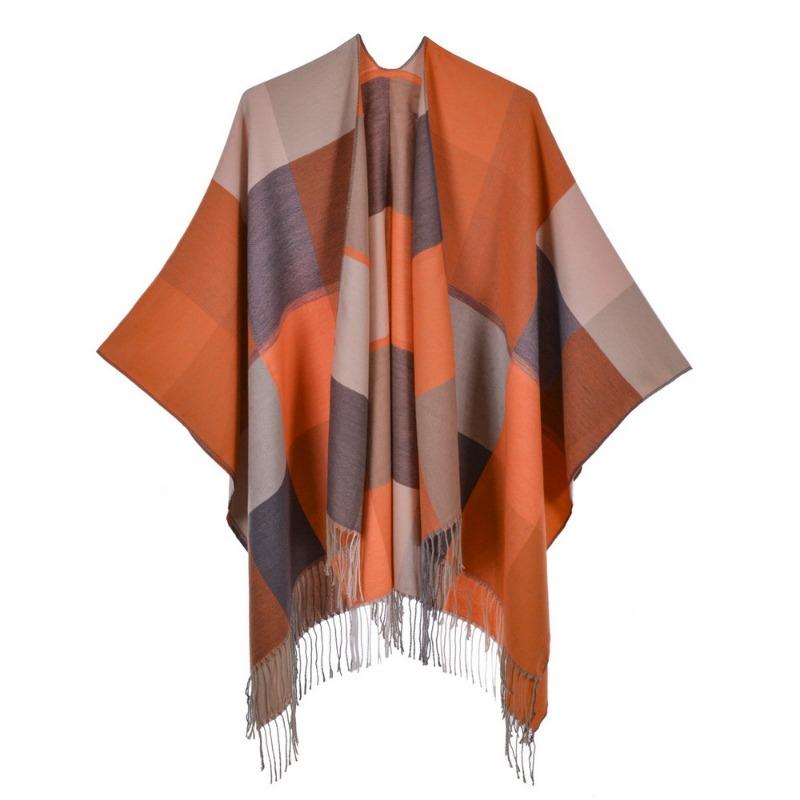 New women's scarf shawl retro fashion jacquard split fork thickened warm shawl cape