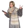 Korean Style Women's Winter Mohair Scarf - Versatile Khaki Plush Neck Warmer