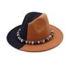 European and American Splicing Color Western Cowboy Hat Top Hat Flat Brim New Felt Hat Jazz Hat