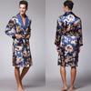 Yaoting Men's Long Sleeve Silk Pajamas and Robe Set, Ice Silk Fabric, WP032