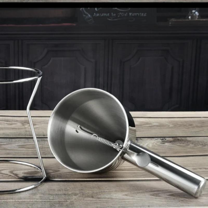Stainless Steel Batter Dispenser Takoyaki Piston Funnel with Holder Waffle Octopus Balls Sauce Cream Dosing Funnel Kitchen Tools