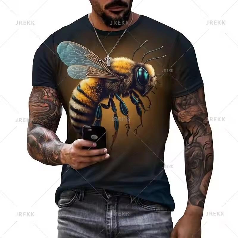 Honeycomb Bee Graphic T Shirt Fashion 3D Print T-shirt Summer Men Casual Street Tops Tee Shirts Women Oversized Sport Sweatshirt