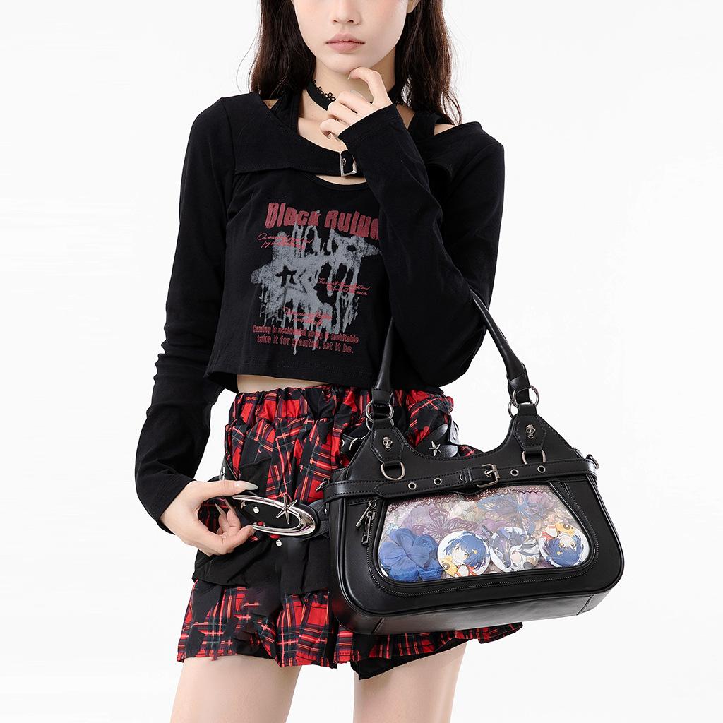 Gothic Diablo Pain Charter Motorcycle Chain Element Shoulder Crossbody Handbag Skull Design Niche