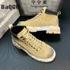 Fashion High Top Color Block Leather Boots Men Fashion Motorcycle Ankle Colorful Designer Boots for Men Boots Lace-Up Luxury Man Shoes