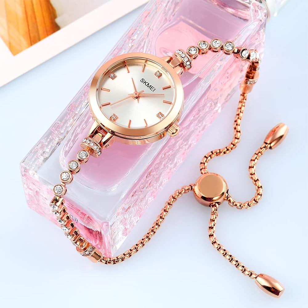 "Elegant Women's Bracelet Watch Gold Waterproof Quartz Simple Casual Silver"