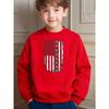 Trendy Fashion Kids American Flag And Clover Printed Crew Neck Sweatshirt for Daily Wear And Outdoor Activities