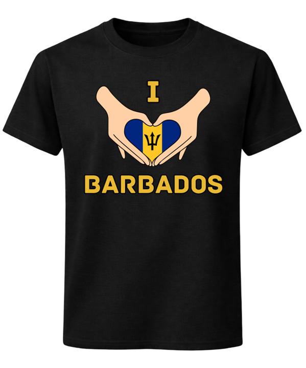 I Love Barbados T-Shirt Heart Hands Flag Island Pride Unisex Tee M