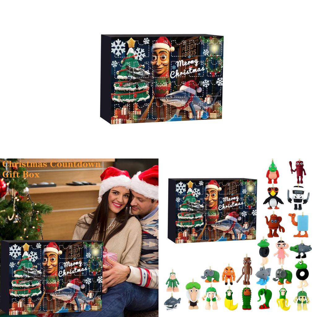 Calendar de Advent Acrilic Italian Brainrot Cu Figurine Personaj Pentru Decor de Sărbători