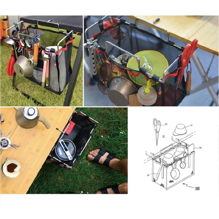 Detachable Waste Bag Rack Portable Folding Table Storage Net Shelf Bag Stuff Meshes for Picnics Outdoor Camping Barbecue