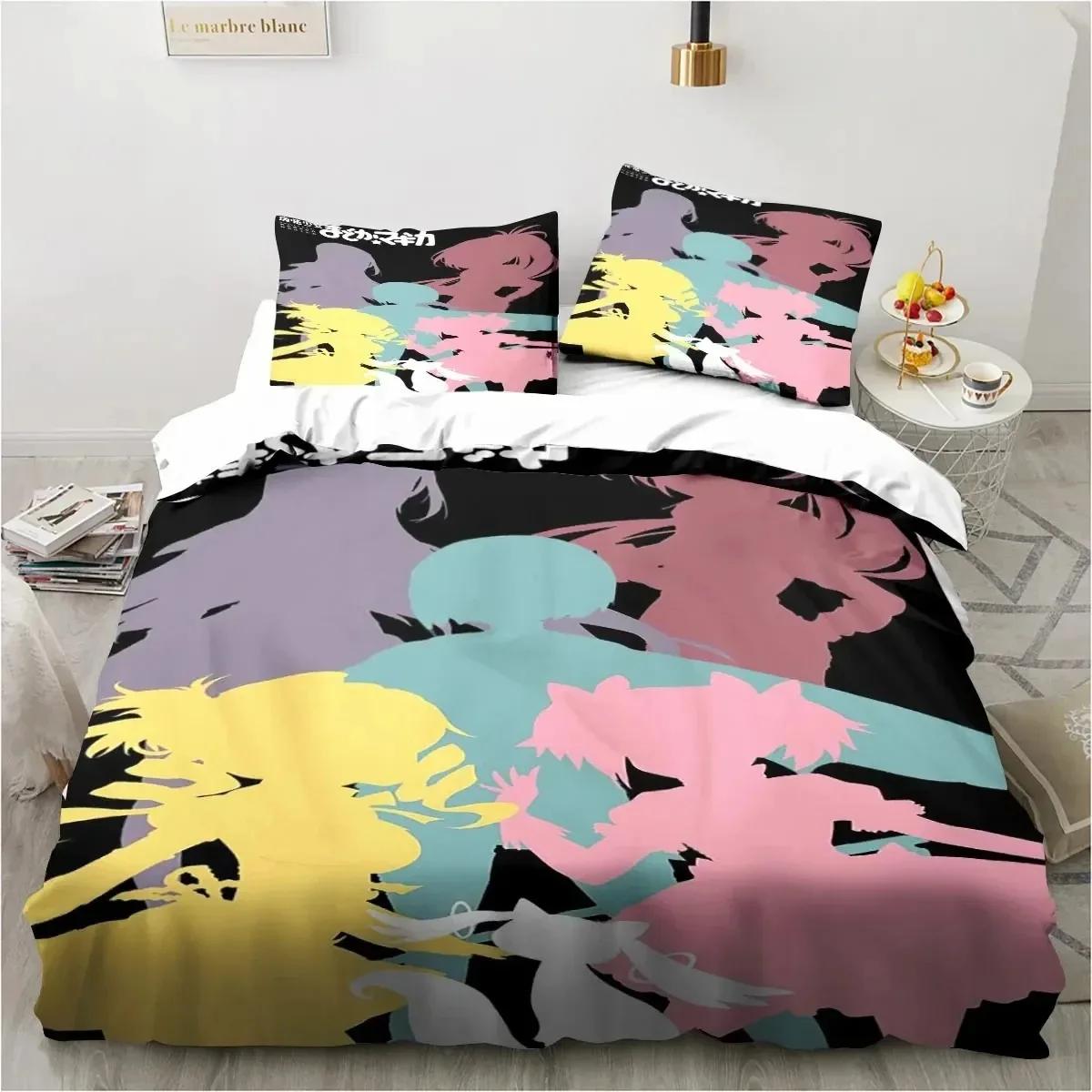 

Anime Puella Magi Madoka Magica Bedding Set 3D Printed Suitable For Bedroom Duvet Cover Set With Pillowcases Kids Home Textile EU Single(135*200cm)3pcs