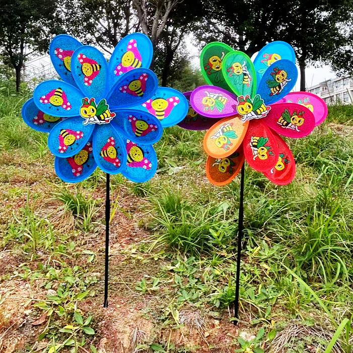 Colorful Glitter Insect Double-Layer Pinwheel Outdoor Toys