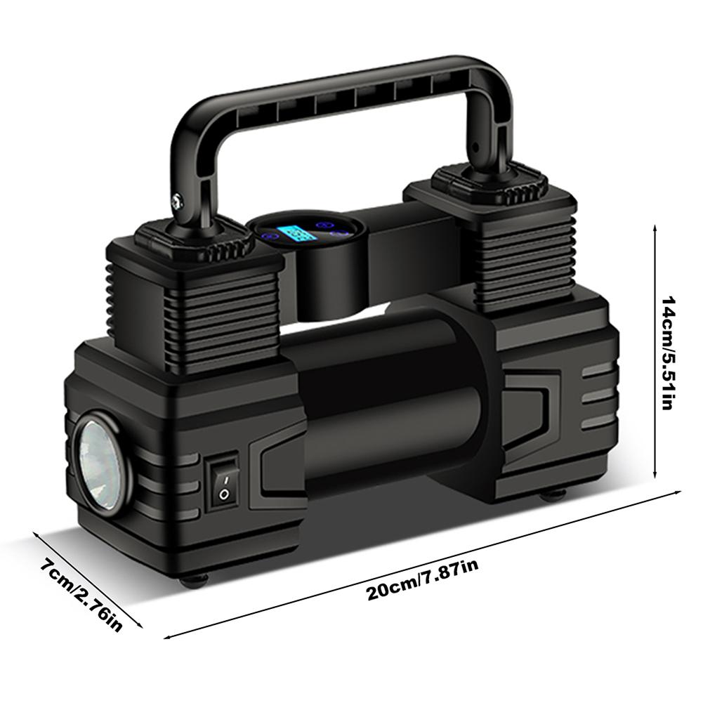 Auto Inflatable Pump 12V 150PSI Dual Cylinder Heavy Duty Air Compressor with Pressure Gauge LED Light for Car Moto Bicycle Balls