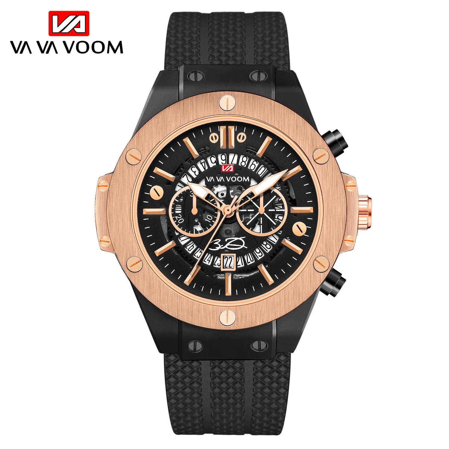 

VA VA VOOM Trendy Men s Hollow Calendar Waterproof Silicone Sports Watch