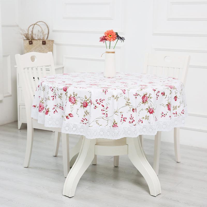 Pastoral Style Floral Pattern Pvc Round Table Cloth Oil-Proof Waterproof Plastic Tablecloth Home Dining Table Cover