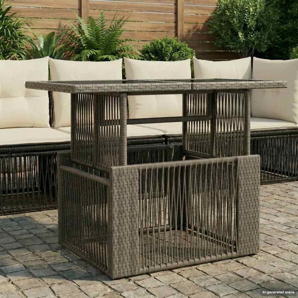 Garden Table Gray 100 x 55 x 37 cm PE Rattan and Glass