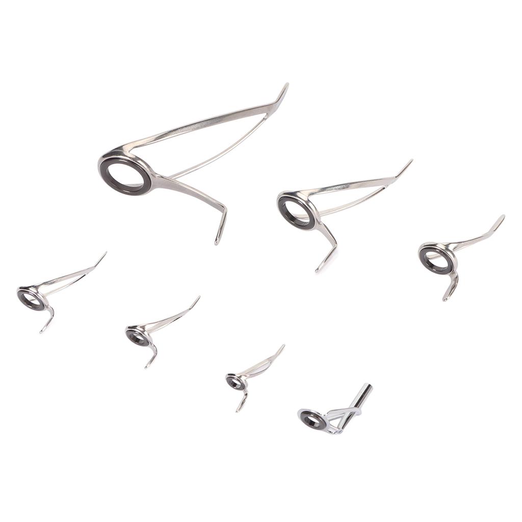 Steel Ceramic Guides Ring 7 Sizes Double Legs Fishing Rod Guides Rings for Freshwater Saltwater Rods