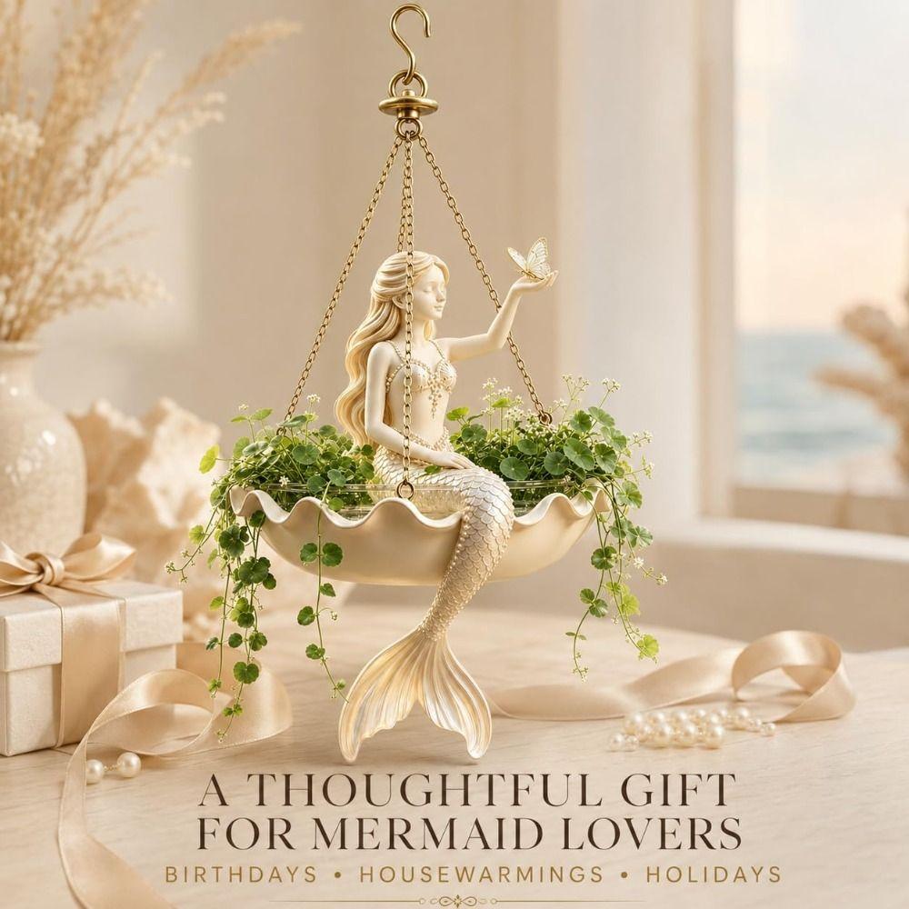 Hanging Chain Fairy Dancer Planter Resin Decorative Plant Holder New Mermaid Planter  Balcony Decor