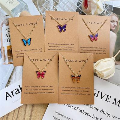 Bohemian Alloy Butterfly Pendant Necklace Pendant Set Collarbone Chain Necklace Card Set