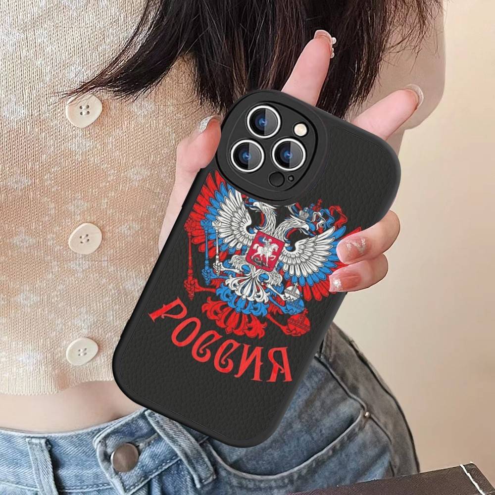 

Russia Russian Flags Poccnr Emblem Phone Case For IPhone 16 15 14 13 12 11 Pro Max Plus 16E Soft Leather Cover iPhone 14pro max