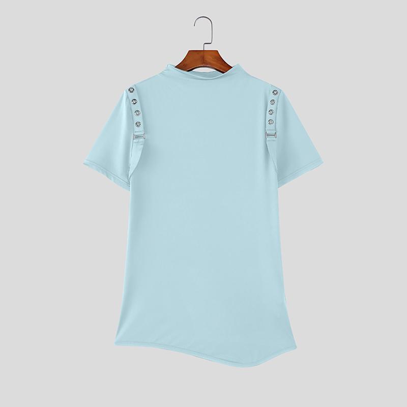 INCERUN Sommer Herren Rollkragen Kurzarm Lässige Enganliegende Oberteile T-Shirts