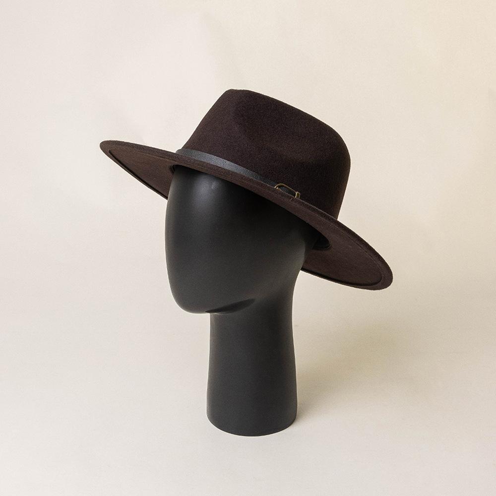 Autumn and winter new fashion casual belt buckle decorative wool woolen jazz hat shopping stage retro wool felt top hat