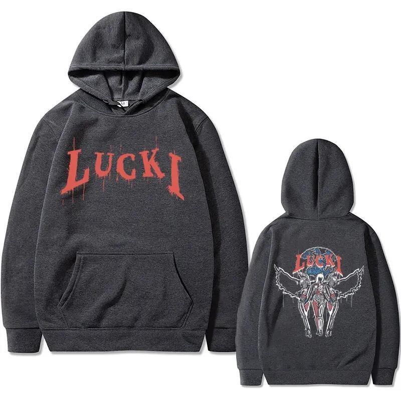 Rapper Lucki Faith Graphic Print Hoodie Male Casual Fashion Men Women Hoodies Fashion Letter Printed Graphic Sweatshirts Loose